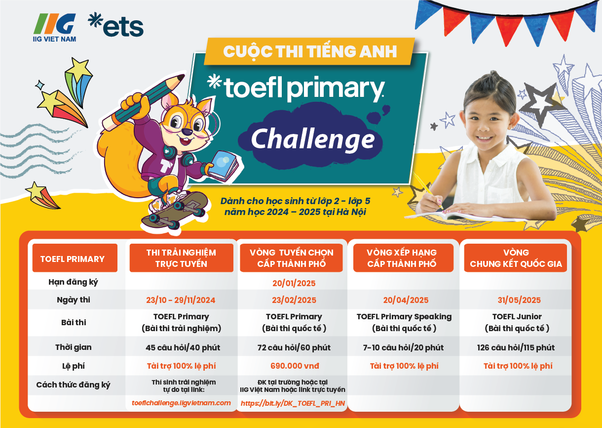 Trường Tiểu học QT Thăng Long BGS phát động cuộc thi tiếng Anh TOEFL Primary Challenge năm học 2024-2025