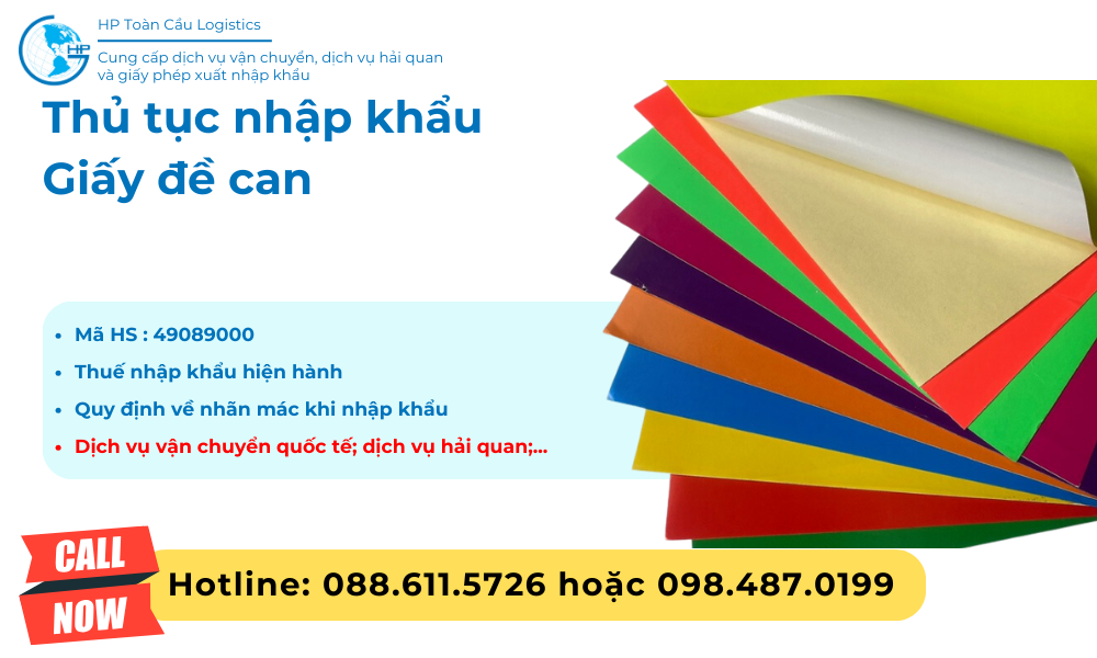 Thủ tục và thuế nhập khẩu giấy đề can