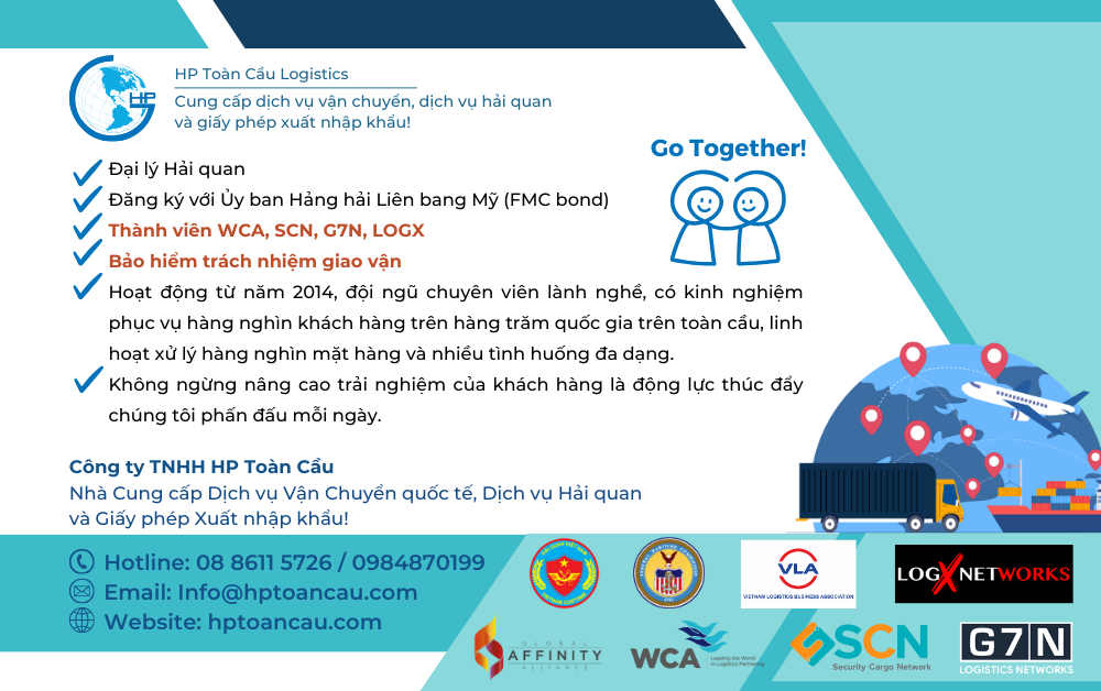 HP Toàn Cầu - Dịch vụ vận chuyển quốc tế, thủ tục hải quan và giấy phép xuất nhập khẩu!