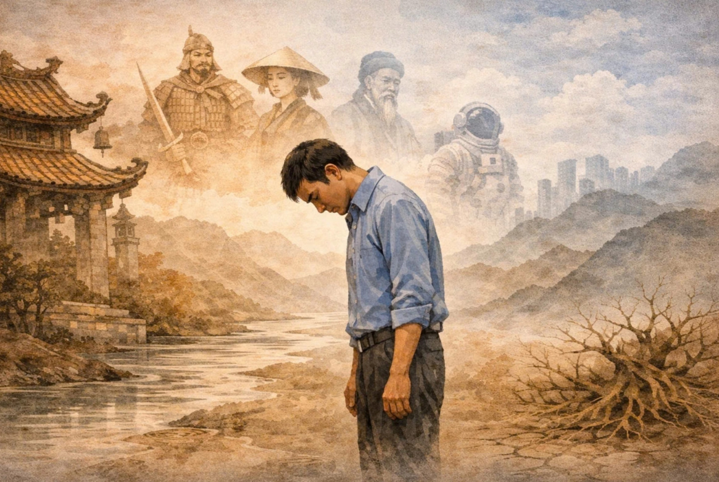 Người đứng thẳng và cúi đầu