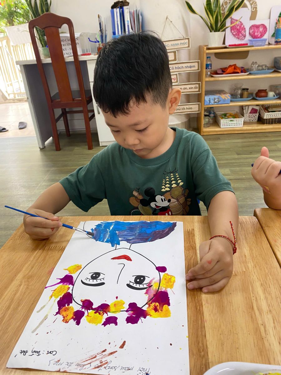 HOẠT ĐỘNG THỔI MÀU SÁNG TẠO CỦA CÁC BÉ KHỐI MẪU GIÁO NHỠ TRƯỜNG MẦM NON TỨ LIÊN