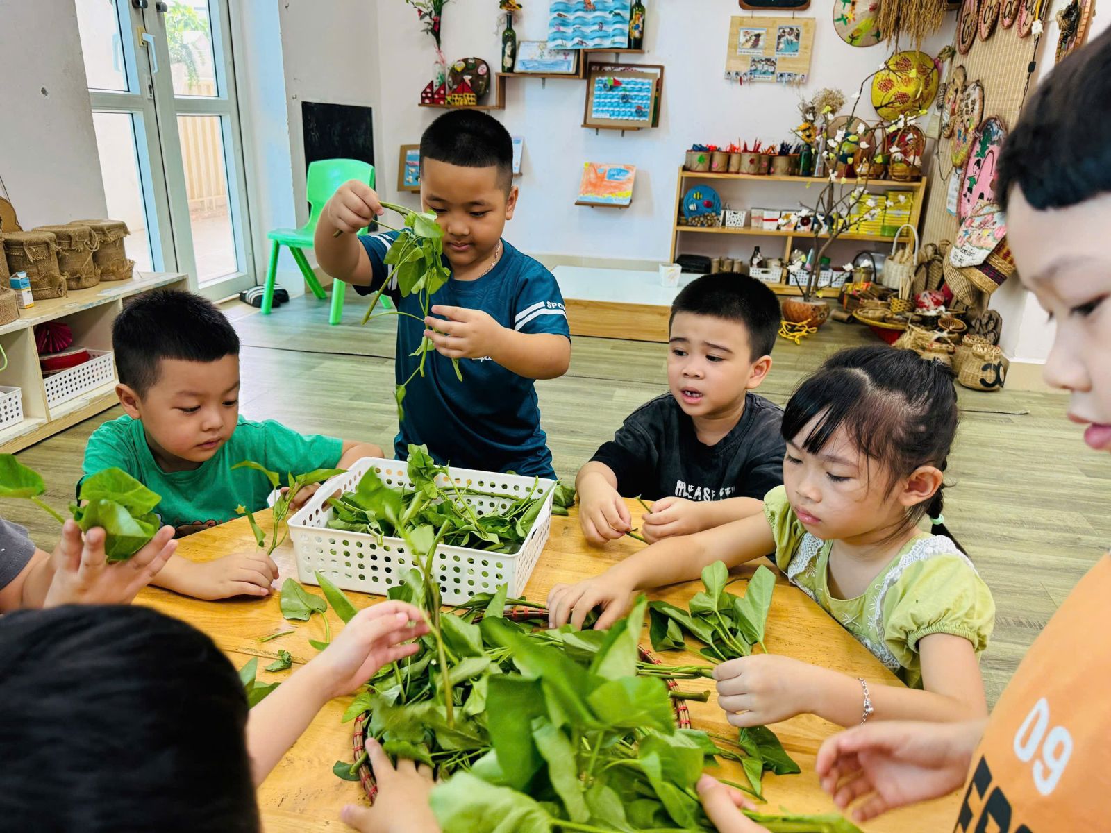 🍀🍀 CÁC BÉ LỚP MẪU GIÁO LỚN VỚI HOẠT ĐỘNG DẠY KỸ NĂNG: NHẶT RAU MUỐNG