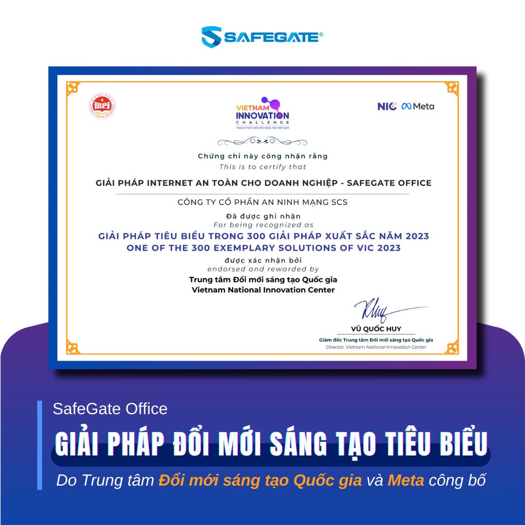 SafeGate Office đạt chứng nhận Giải pháp đổi mới sáng tạo tiêu biểu 2023