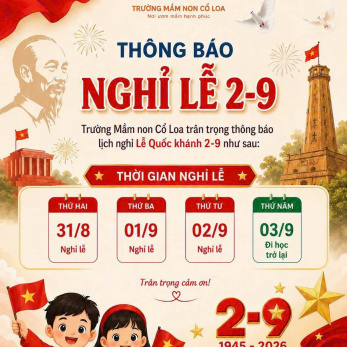THÔNG BÁO LỊCH NGHỈ LỄ QUỐC KHÁNH 2/9
