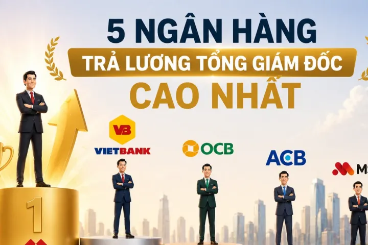 5 ngân hàng trả lương CEO cao nhất: Techcombank dẫn đầu, theo sau là Vietbank, OCB, ACB, MSB