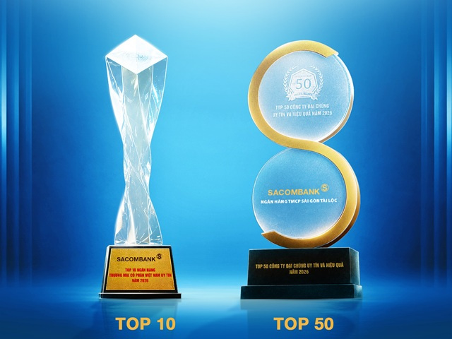 SACOMBANK tiếp tục được vinh danh Top 10 Ngân hàng TMCP tư nhân uy tín và VIX50 năm 2026