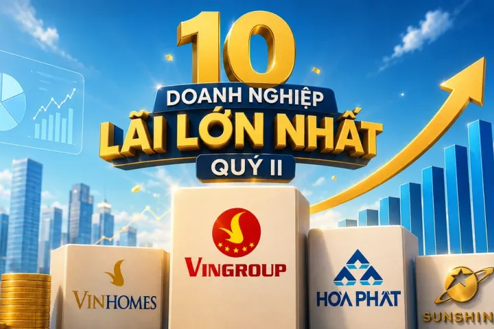 10 doanh nghiệp lãi lớn nhất quý II: Vinhomes dẫn đầu, xếp sau là Vingroup, BSR, Hòa Phát