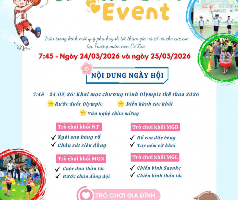 BÙNG NỔ SPORT DAY EVENT 2026 – SẴN SÀNG CHÁY HẾT MÌNH CÙNG CÁC VẬN ĐỘNG VIÊN NHÍ!