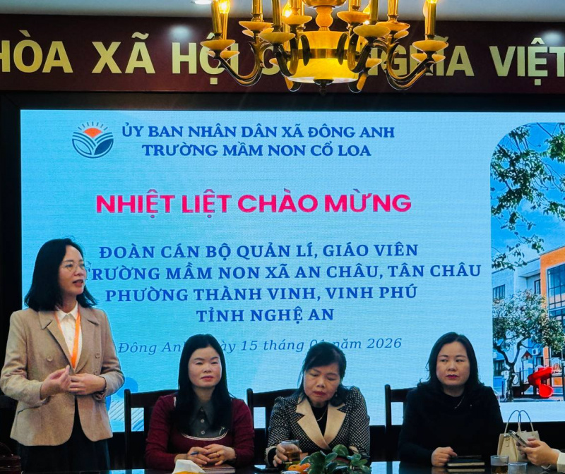 TRƯỜNG MẦM NON CỔ LOA TỔ CHỨC THÀNH CÔNG HOẠT ĐỘNG KIẾN TẬP CHÀO ĐÓN ĐOÀN CÁN BỘ QUẢN LÝ, GIÁO VIÊN TRƯỜNG MẦM NON XÃ AN CHÂU, TÂN CHÂU PHƯỜNG THÀNH VINH, VINH PHÚ TỈNH NGHỆ AN.