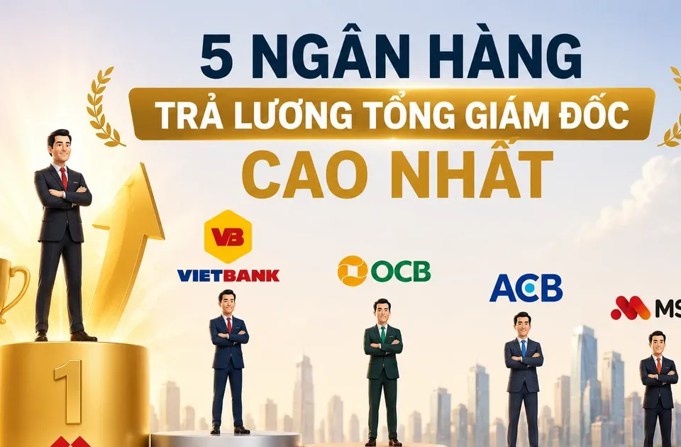 5 ngân hàng trả lương CEO cao nhất: Techcombank dẫn đầu, theo sau là Vietbank, OCB, ACB, MSB